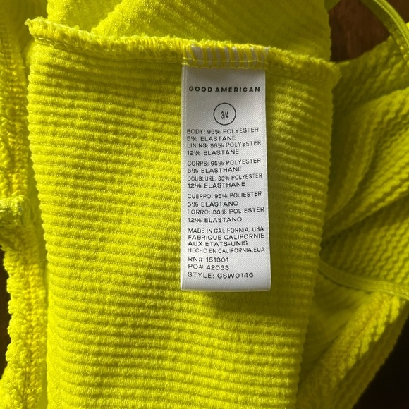 Good American Always Fits One-Piece Swimsuit Electric Yellow - Picture 7 of 9
